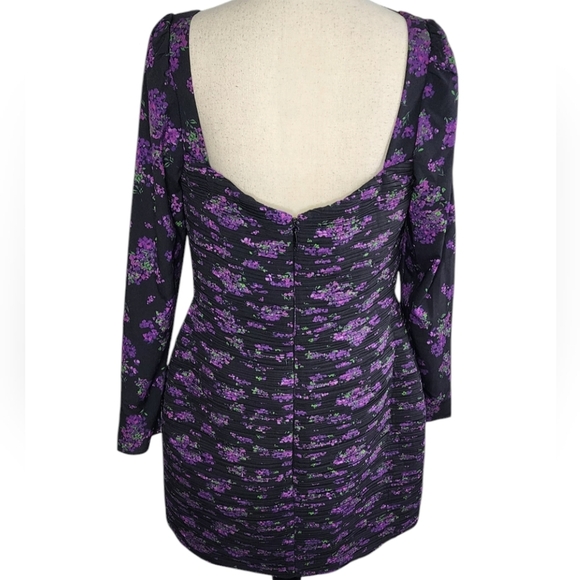 AMUR Giulia Pleated Mini Bodycon Dress Hydrangea Berry Women's Size 12 - Picture 7 of 15